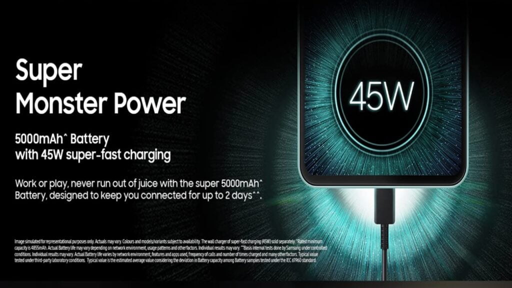 Galaxy M55s 5G battery and charger